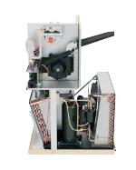 HWC V-Series all-in-one HVAC unit with gas heating and electric cooling, up to 13 SEER and 95% AFUE