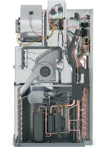 MGE packaged all-in-one HVAC unit with gas heating, electric cooling, 11.7 SEER2 and 95% AFUE